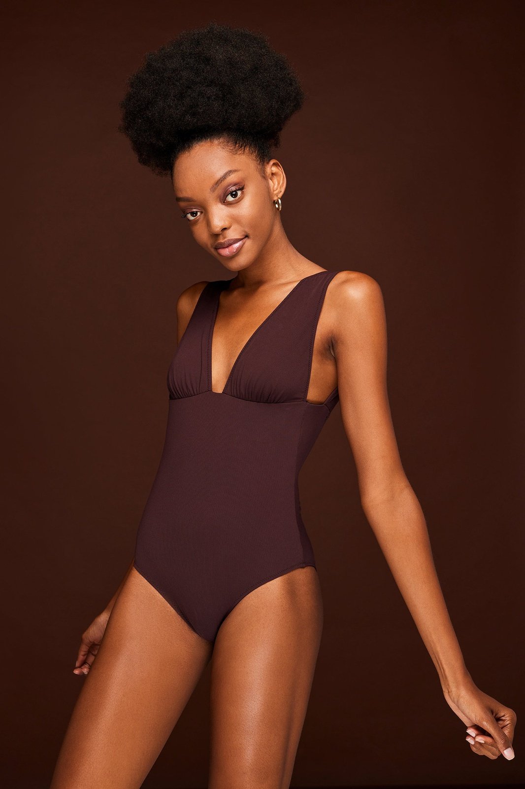 Alexa ribbed swimsuit in Merlot