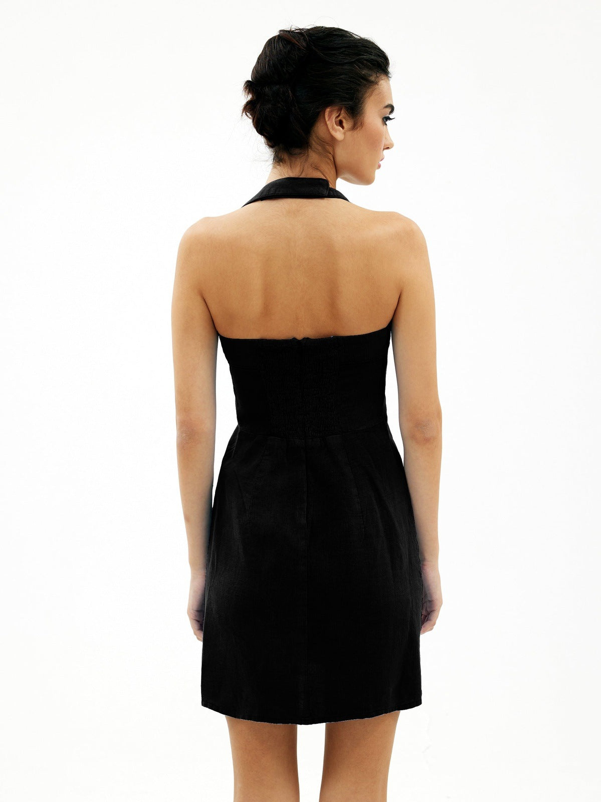 The Katie Linen dress in Black - ReLife