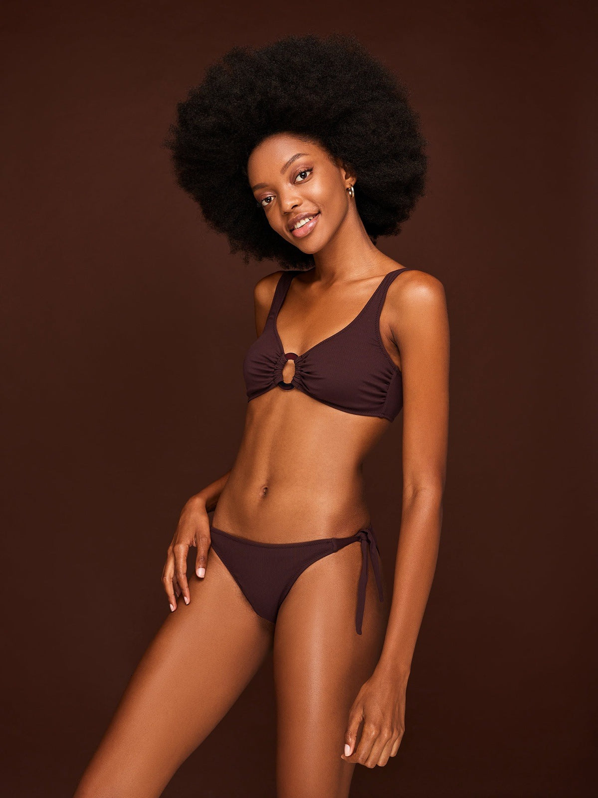 Lotta ribbed bikini in Merlot