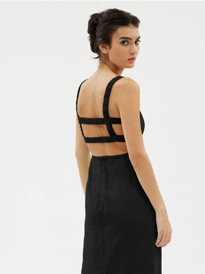 The Rita Linen dress in Black - ReLife