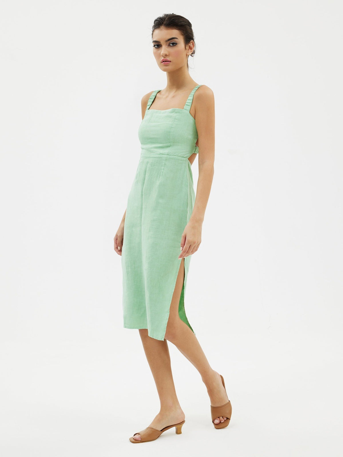 The Rita dress in Matcha