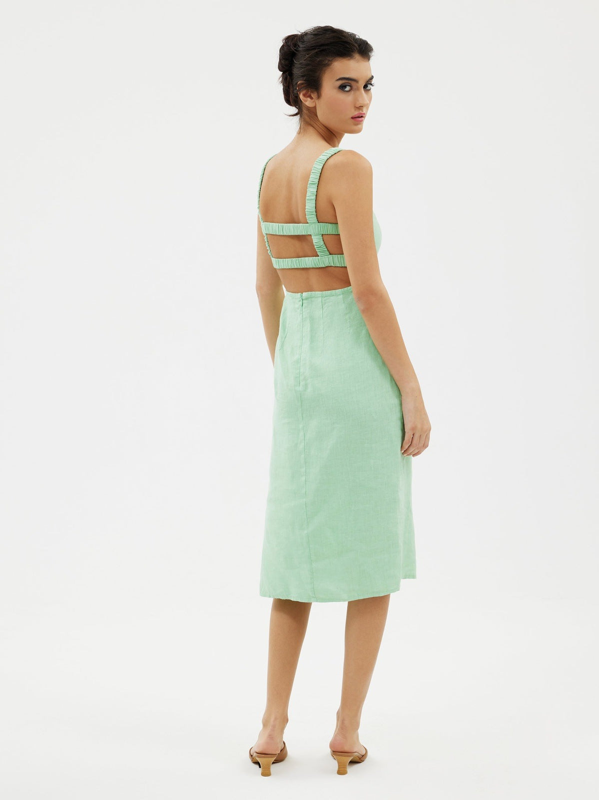 The Rita dress in Matcha