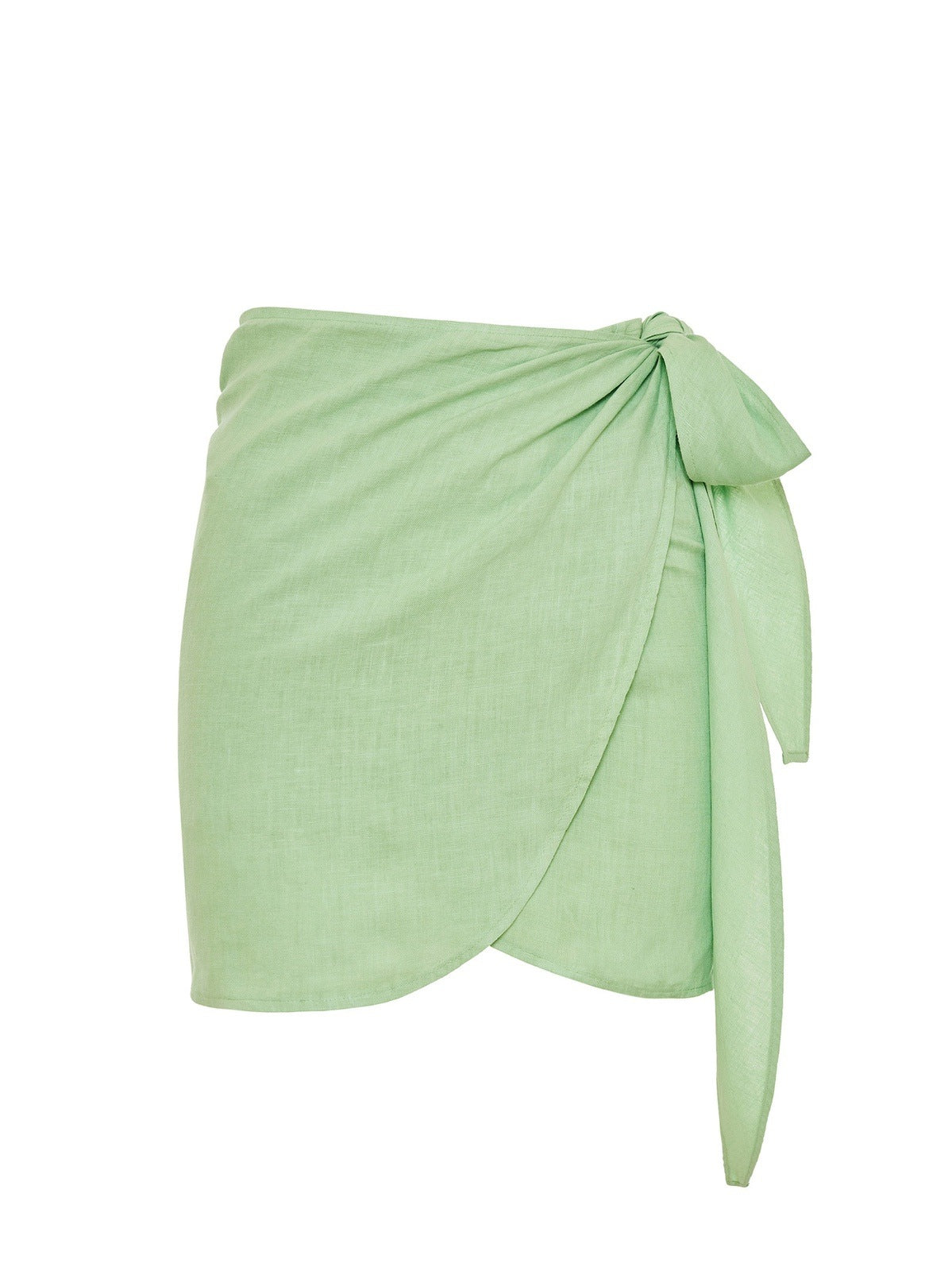 The Ruban Linen bow-tie skirt in Matcha - ReLife